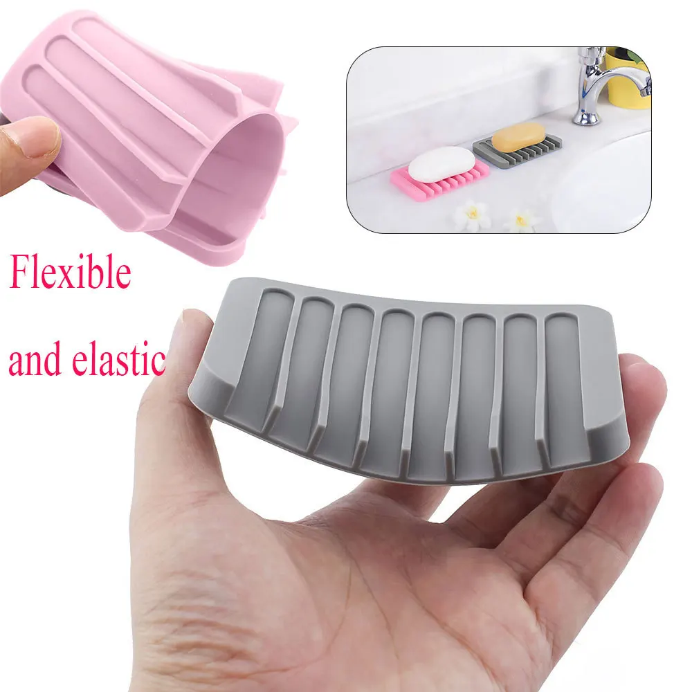 1/2x Non-slip Silicone Soap Racks Bathroom Portable Shower Soap Dish Holders Plate Soft Soapbox Bathroom Shower Supplies