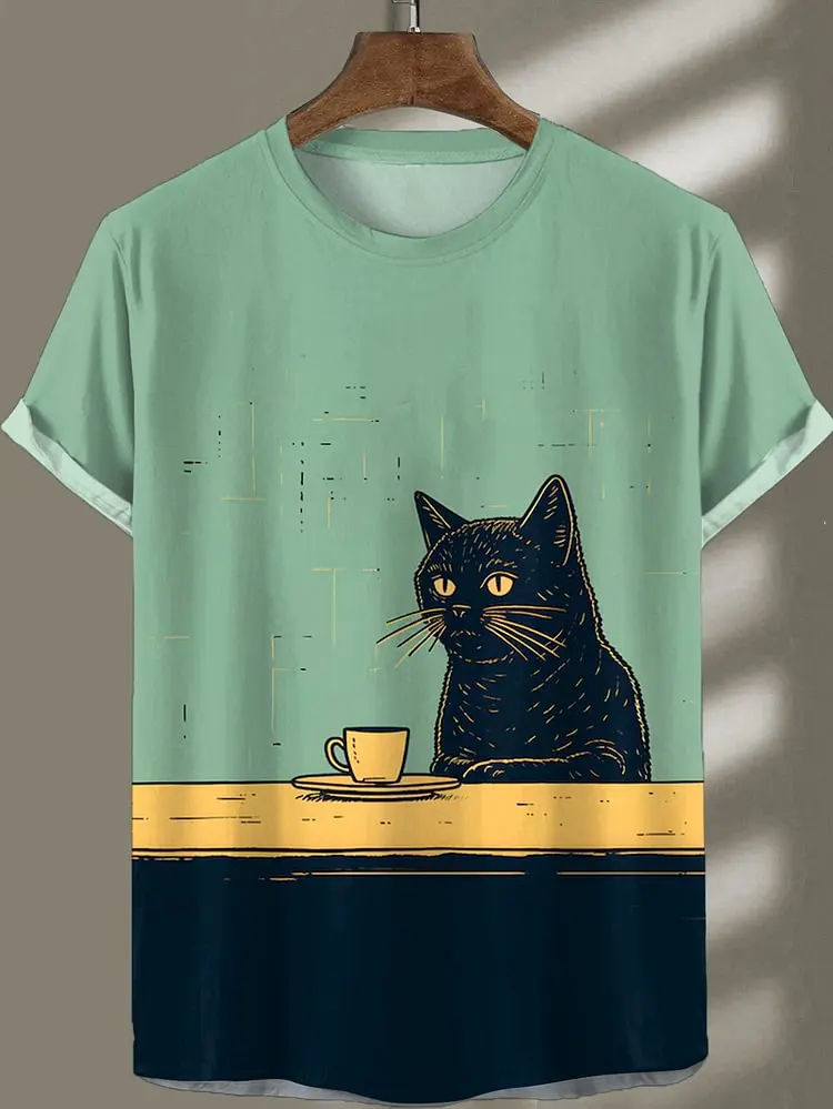 Men's Edo Cat Samurai Warrior Japanese Art 3D Print Casual T-Shirts Men/Women Short Sleeve O-Neck Top Oversized Tee Kid Clothing image 2