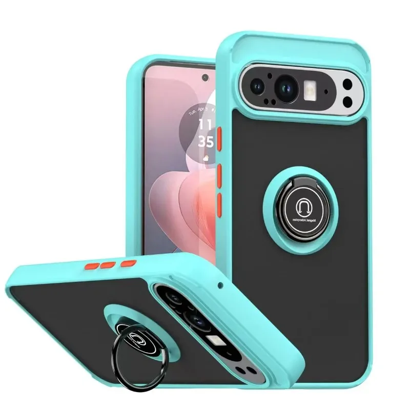 For Google Pixel 9A 8A 7A Armor Matte Car Magnetic Cover For Google Pixel 9 Pro XL 10 Pixel 7 8 Pro Ring Stand Shockproof Case