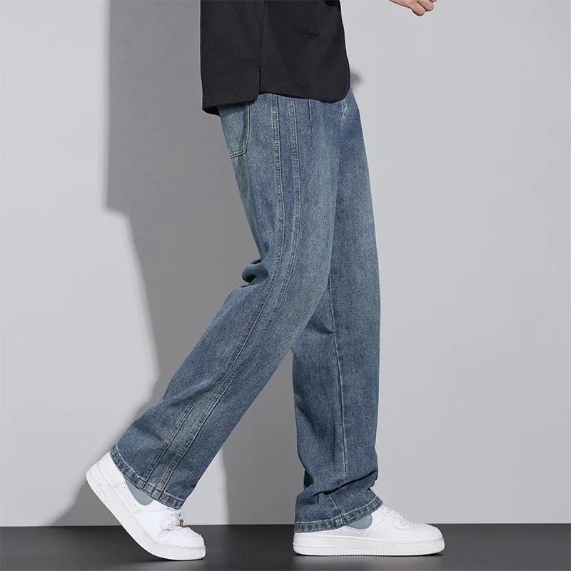 Herbst männer Kleidung Gerade Jeans Bequeme Breite Beine Mode Lässig Vintage Männlichen Denim Hosen Streetwear Hosen