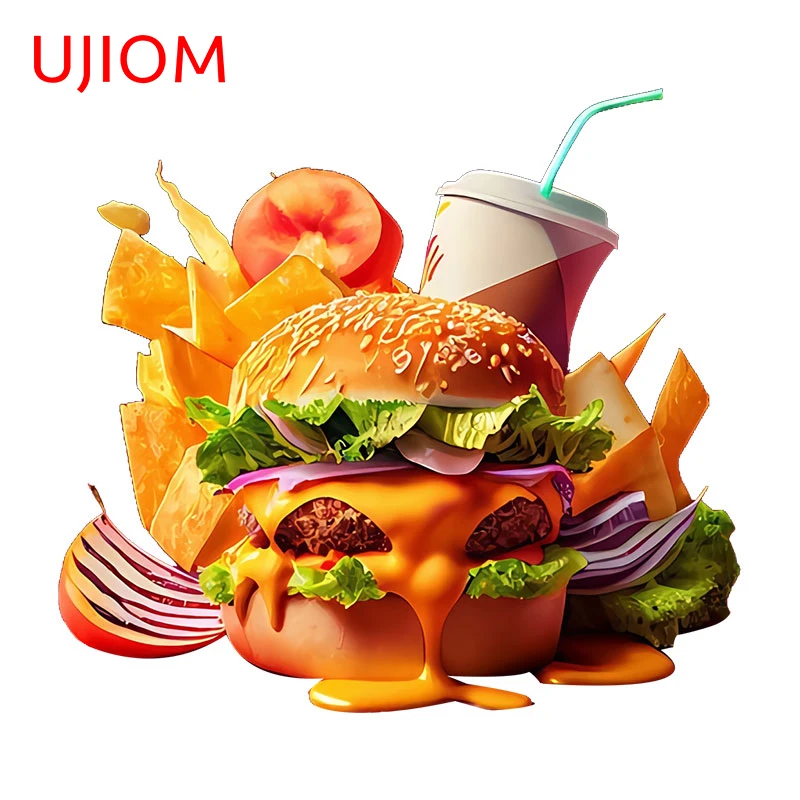 UJIOM 13cm X 12.4cm Personality Burger Coke Logo Wall Stickers Cartoon Decal Creativite Decoration Kitchen Cupboard Chambre