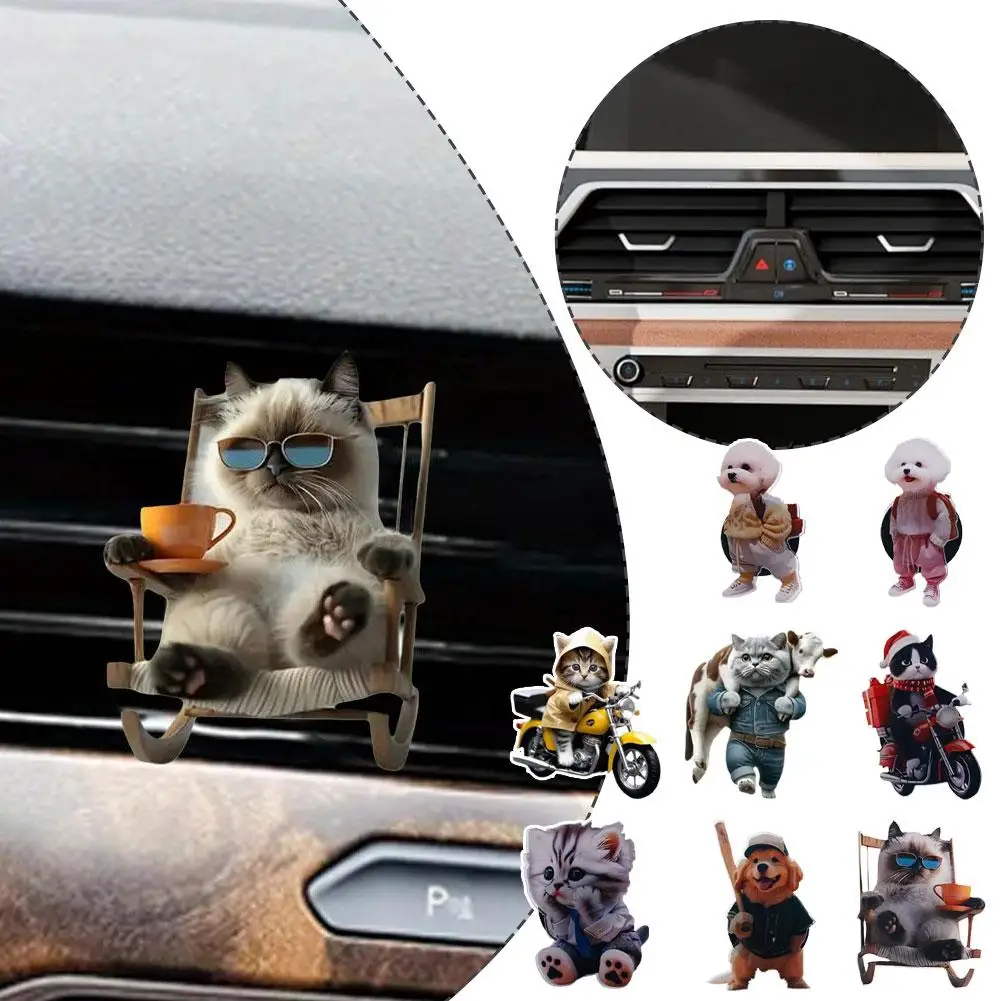 Car Cute Cat And Dog Aromatherapy Air Freshener Vent Clip Laundry Fresh Scent Automotive Air Fresheners Car Interior Accessories