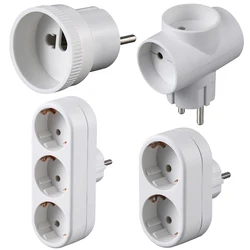 White European 2way 3way EU Wall Extension Power Socket Germany Korea Russia Schuko Plug Converter Outlet 16A 3500W Type E