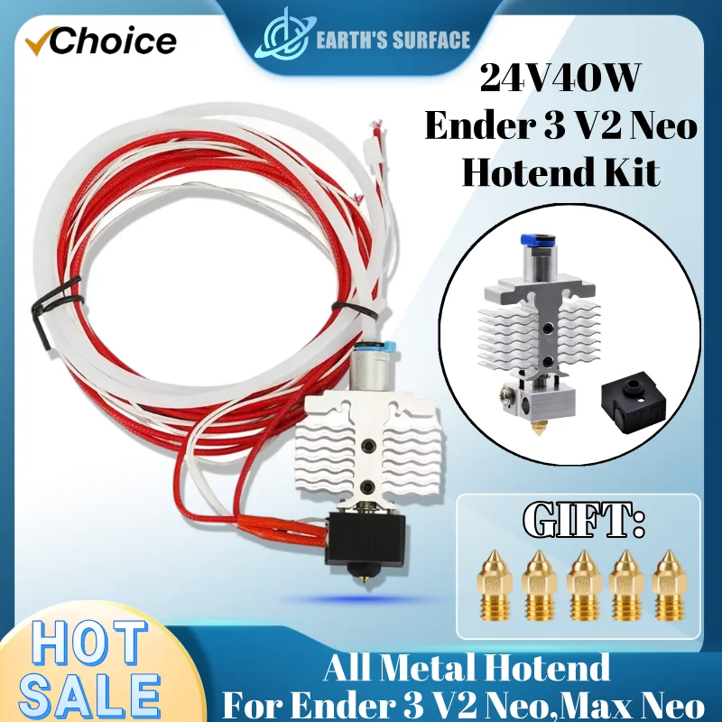 

All Metal Hotend For Ender 3 V2 Neo,Max Neo Upgrade High Temperature Extruder J-Head Fit PT100 thermistor 3D Printer Parts