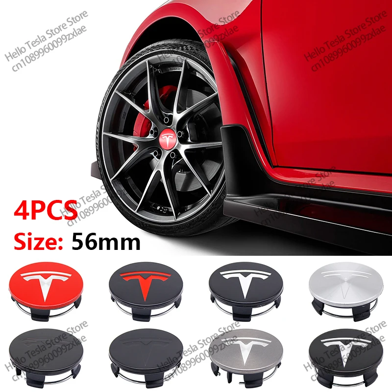 4pcs 56mm Applicable To Tesla original wheel hub cover wheel hub tire center cover logo Model 3 Model Y Model S X Car accessorie