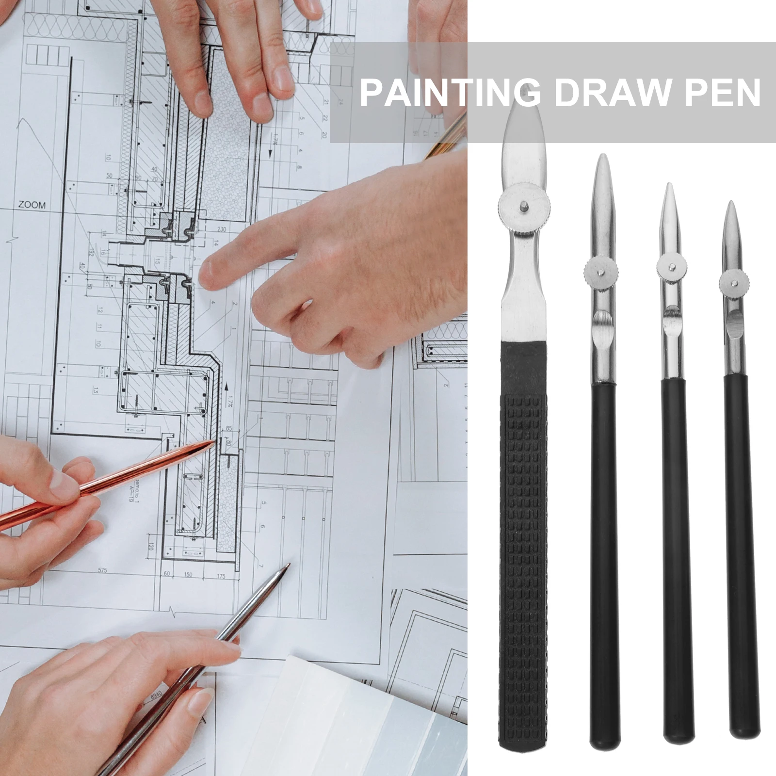 

4Pcs Straight Line Pen Set Adjustable Ruling Pen for Artists Fine Fluid Paint Drawing Tool Painting Tool Arts Stationery