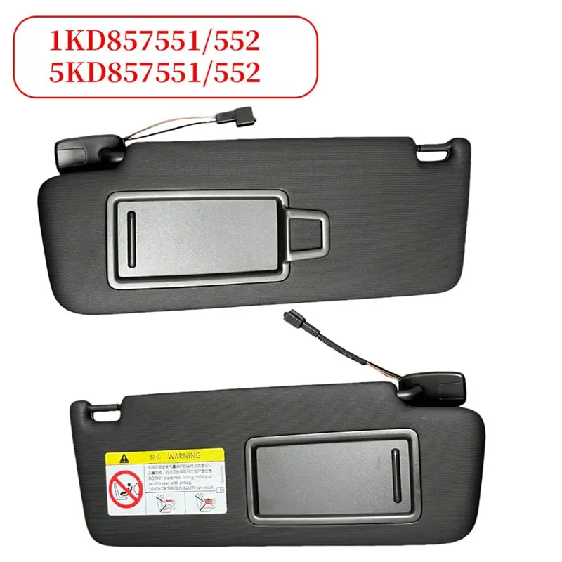 A33K-For VW Golf 5 2003-2008 Golf 6 2009-2014 Passat B6 B7 5KD857551 5KD857552 Interior Sunshade 1 Pair Car Sun Visor Black