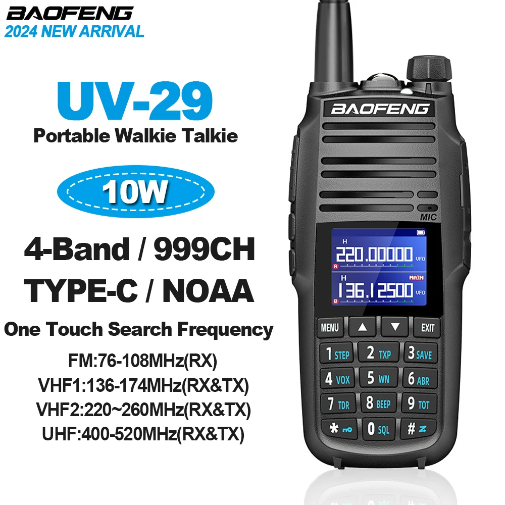 UV-29 BAOFENG New Portable Walkie Talkie 10W Multi Band Type-C Charging Two Way Radio 999CH DTMF BF-UV29 Radios UV-29 Pro Max