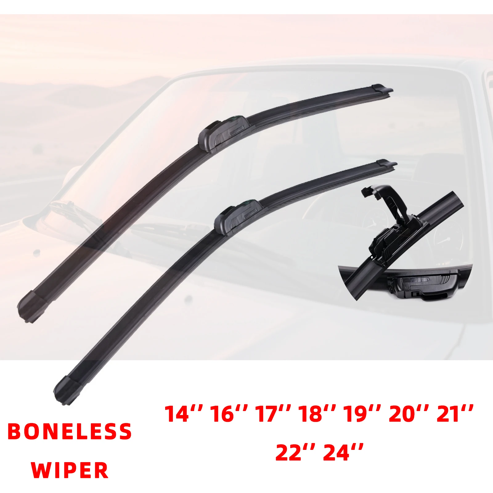 

Универсальный автомобильный дворник U-типа, мягкий резиновый стеклоочиститель без костей HD, тихий прочный автомобильный дворник U-типа, щетки для окон 14-24 дюйма