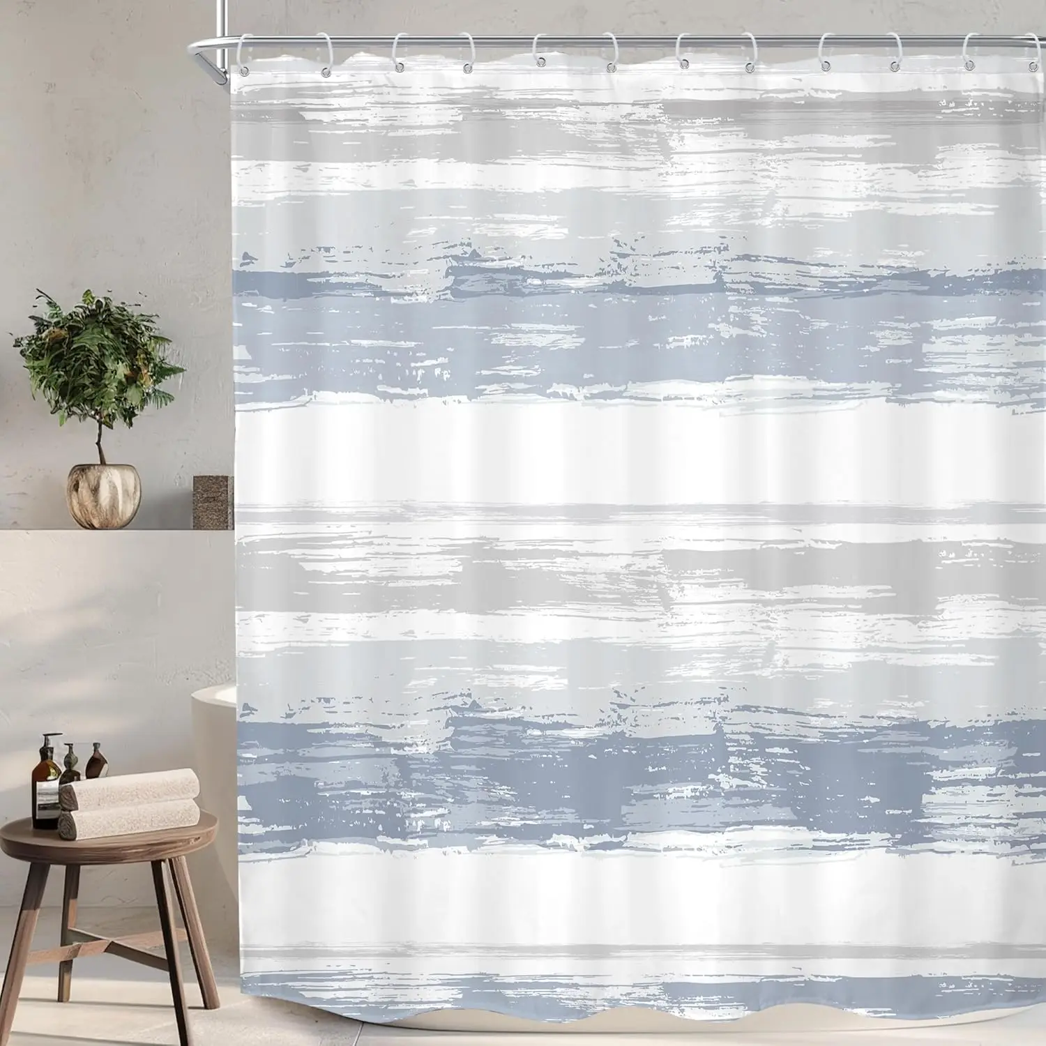 

Abstract Striped Shower Curtain rn Aesthetic Minimalist Geometric Simple N