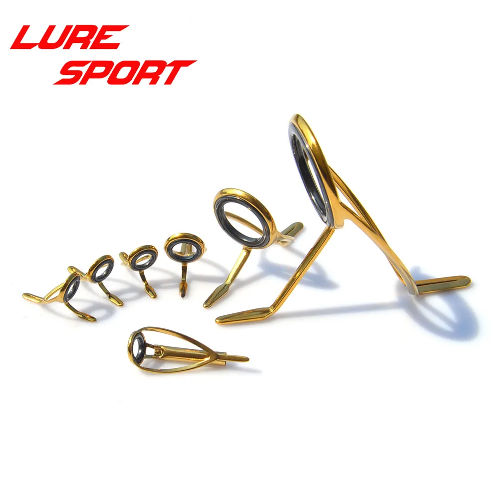 LureSport 7pcs 9pcs KW30 guide MN10 Top Gold Frame guides Set Heavy Boat Rod Building component Repair pole DIY Accessory