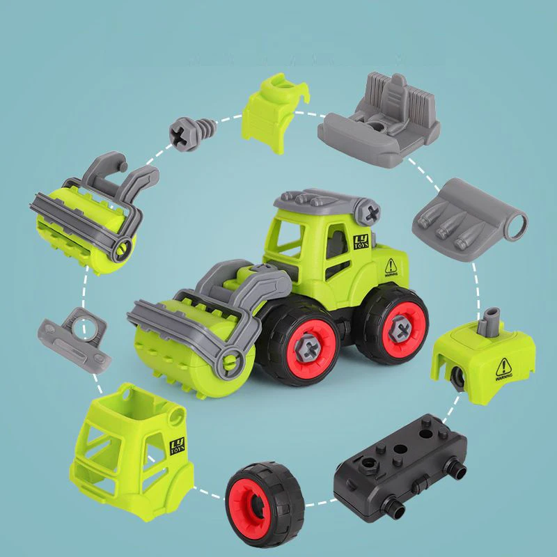 Take Apart Farm Truck Toys DIY for Kids Boy Creative Screw Fixing City Sanitation Trucks Fire Engine DIY Educational Toy STEM
