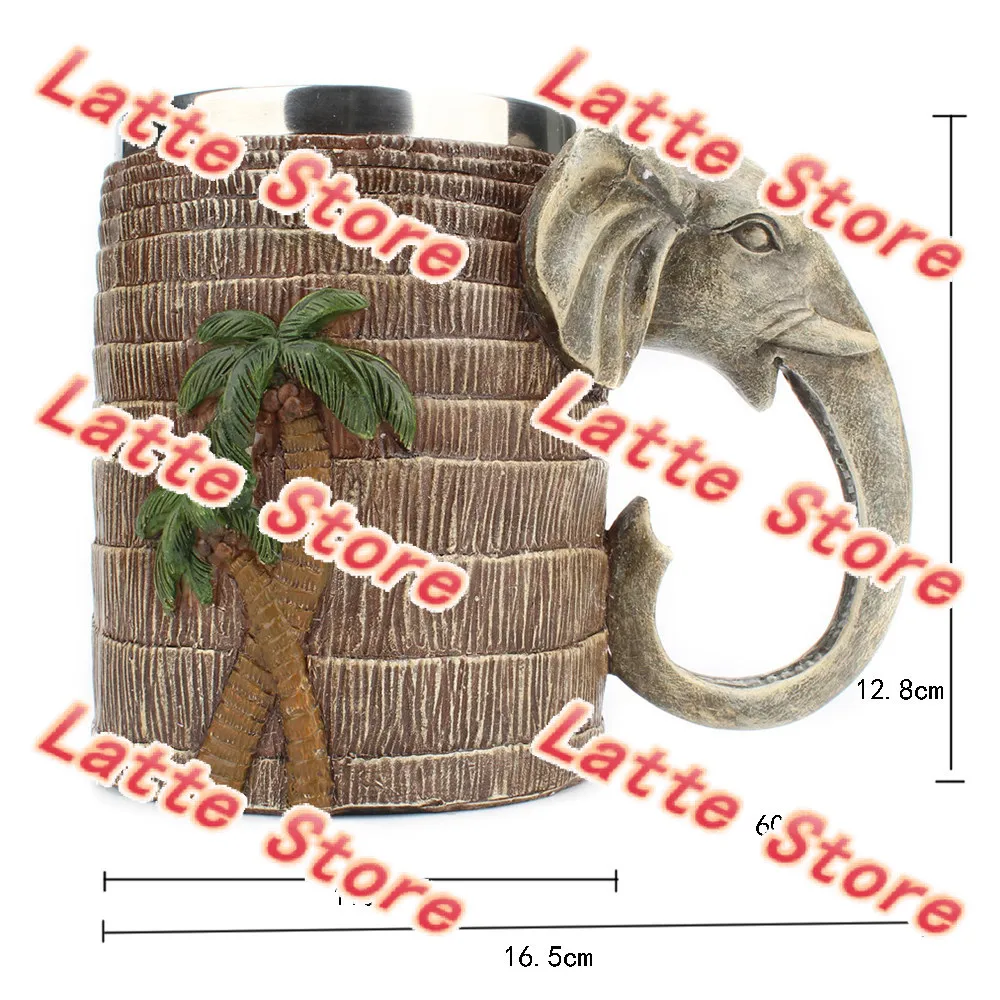 600ml Large Capacity Cobra Resin Mug With 3D Stainless Steel Liner, Personalized Water Cup For Home Bar Daily Drinking