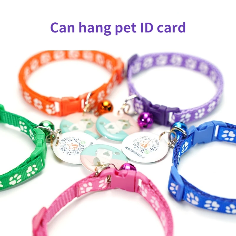 Paw Print Collars Accessories Fashion Coloful Cute Pet Cats Collar Nylon Buckles with Bell Supplies for Small Pets Hot Sales Dog