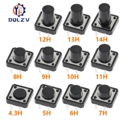 10PCS 12x12mm 4Pins Height 4.3/5/6/7/10/12/15mm DIP Plastic PCB Momentary Tactile Tact Push Button Switch 12*12*4.3mm