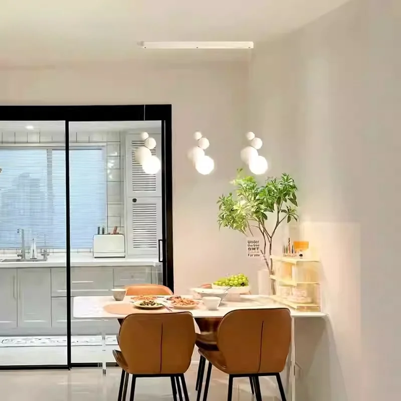 Small and Fresh Nordic Bedside Chandelier Bedroom Modern and Simple Cream Style 2025 New Bubble Restaurant Lighting Fixture