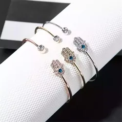 Fashion Crystal Fatima Hand Hamsa Devil's Eye Charm Bracelet for Women Girl Accessories Wedding Party Jewelry Gift sl194