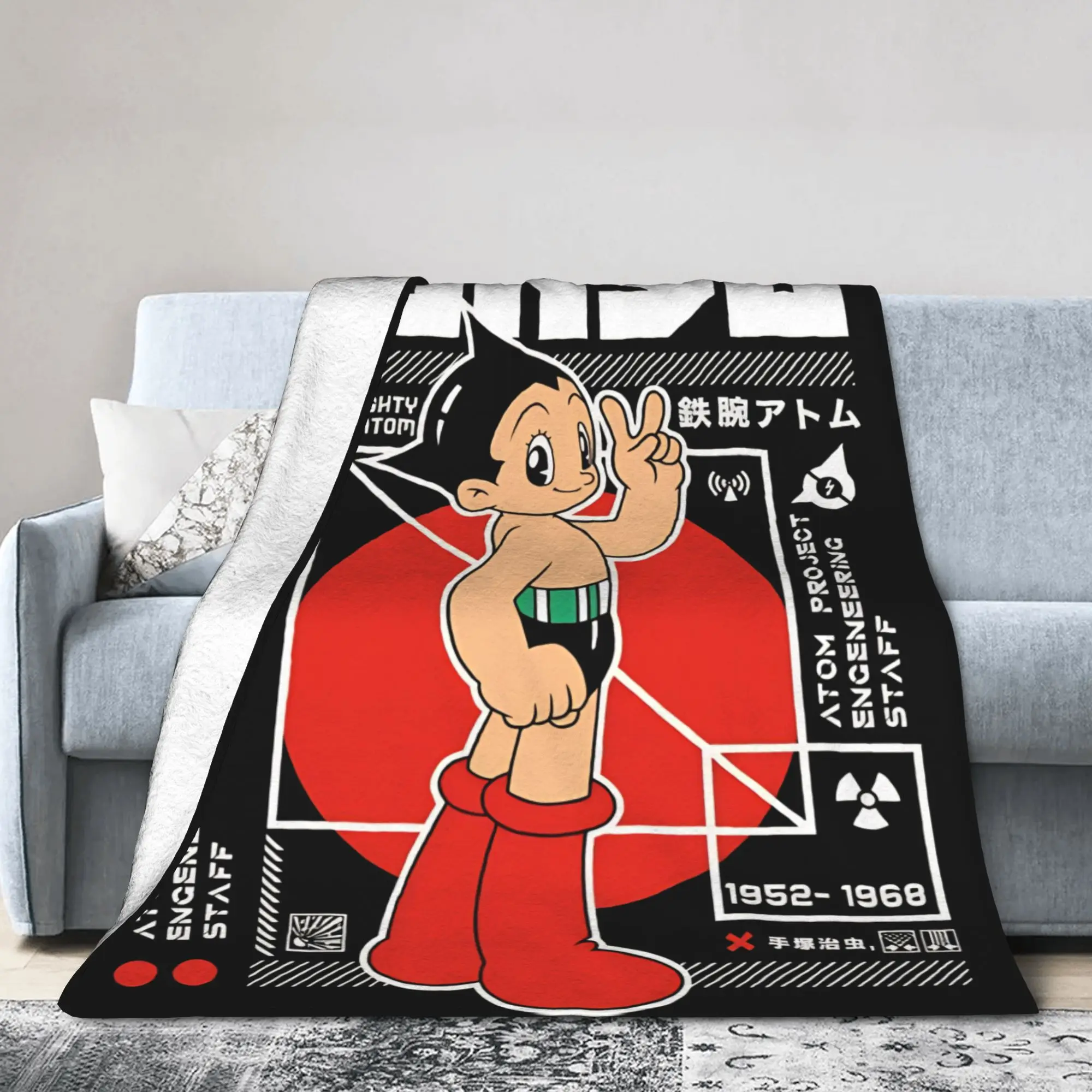 The Mighty Atom Knitted Blankets Astroboy Astro Boy  Flannel Throw Blanket Airplane Travel Decoration Soft Warm Bedspread