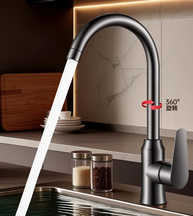 Household Stainless Steel Kitchen Sink Tap 360° Rotation Hot Cold Two-in-one Mixer Faucet Multi-purpose Dish Washing Water Tap