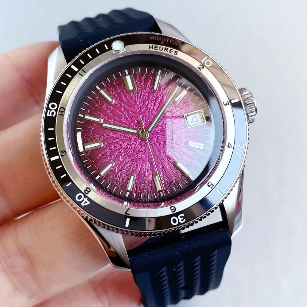 Montres mécaniques de plongée NH35A, motif tasse à thé, dôme de Date, verre saphir, Tandorio 20ATM, horloge classique, marques lumineuses, nouvelle collection