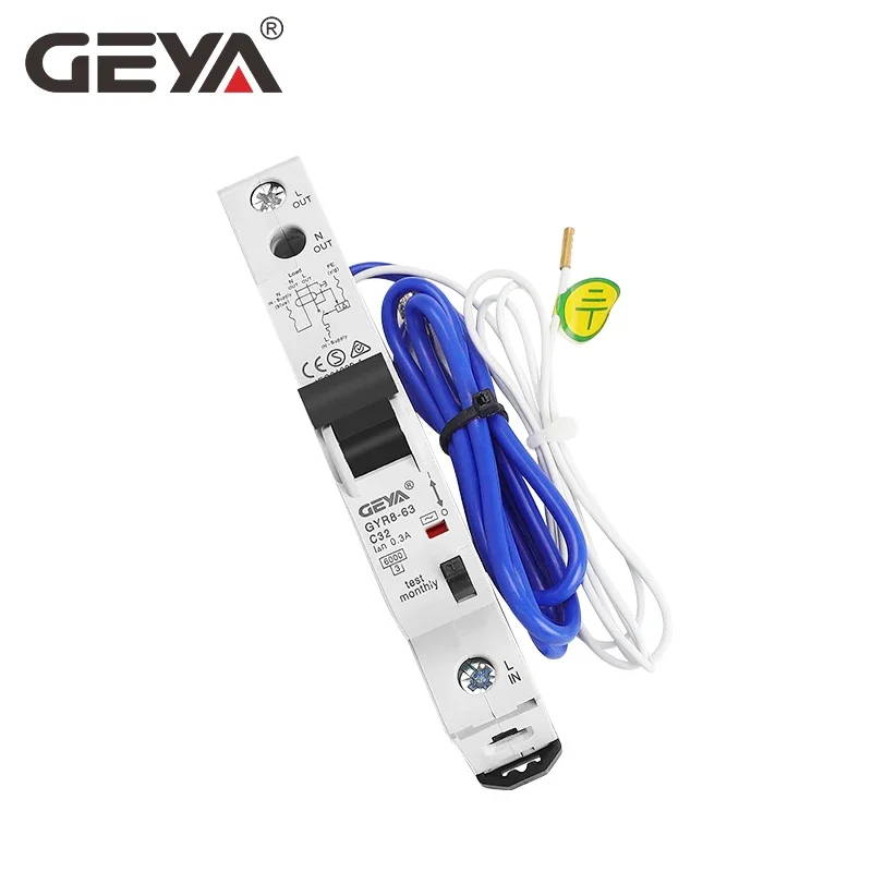 SALE GEYA GYR8 Electronic RCBO 18mm 230V 1P+N 6KA Residual Current Circuit Breaker with Over Current Potection 10mA 30mA