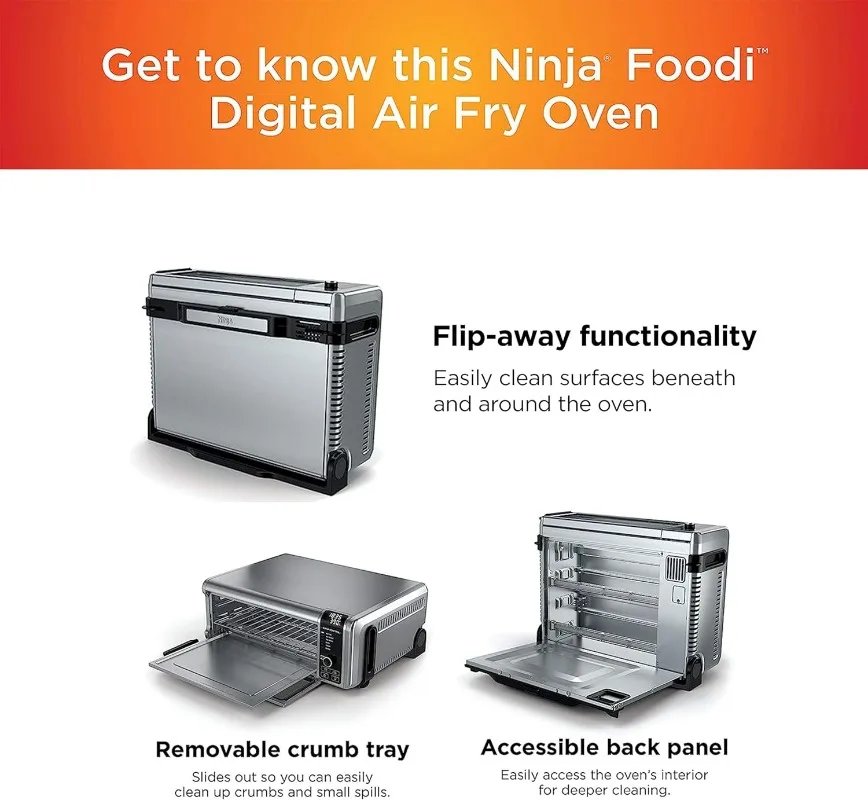 Ninja SP101 horno de encimera Digital Air Fry con funcionalidad 8 en 1, capacidad abatible hacia arriba y fuera para espacio de almacenamiento