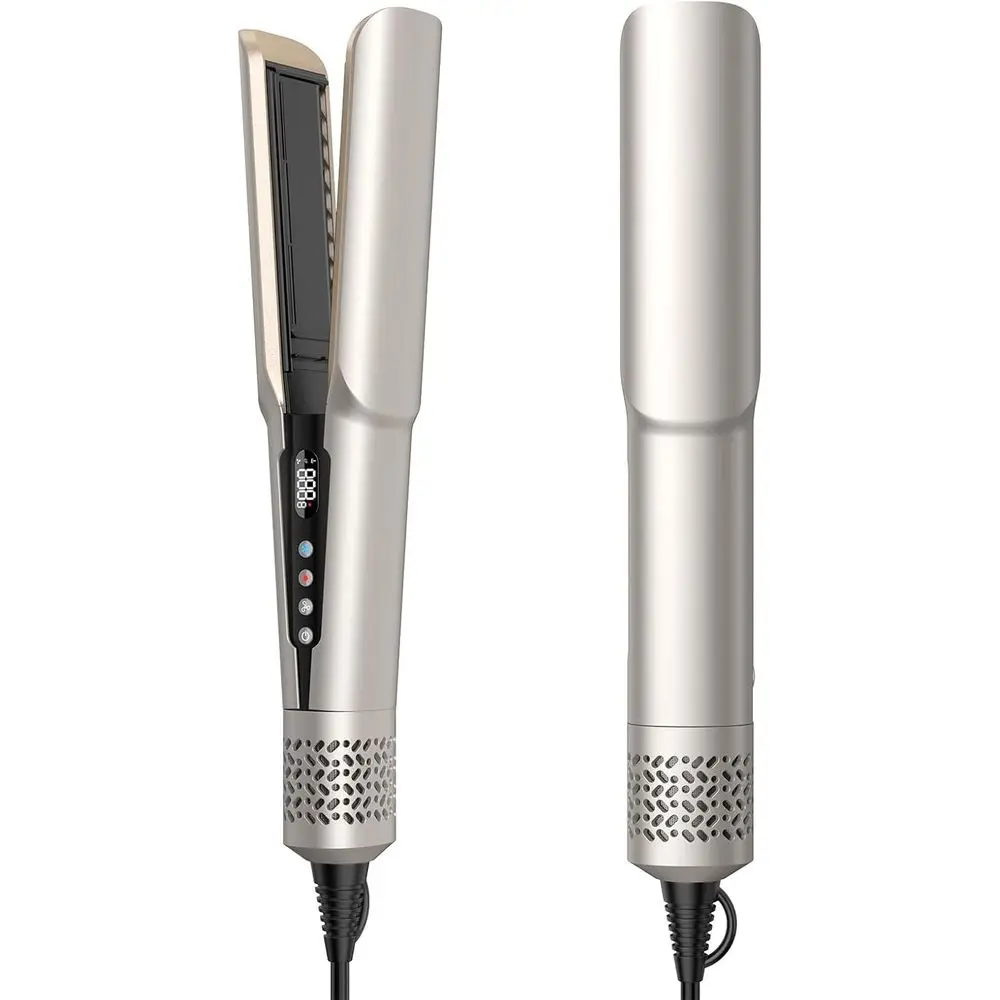 

2-in-1 Wet to Dry Hair Dryer and Straightener with High-Speed Airflow, Rapid Heat-Up, Adjustable Temperature, LCD Display, Auto