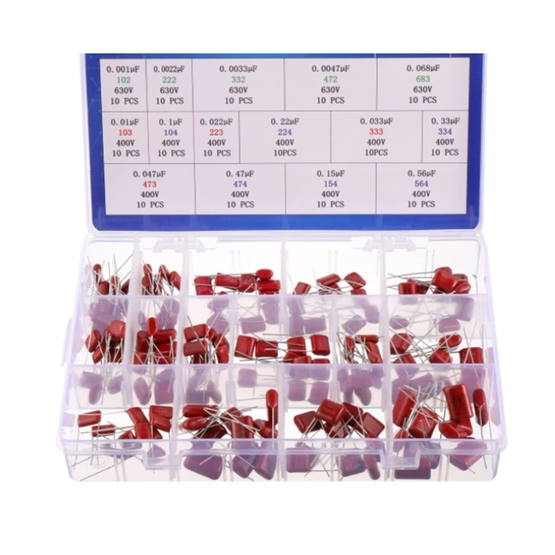 Y1UB 150PCS Metallized Polypropylene Polyester Film Capacitors 400V and 630V