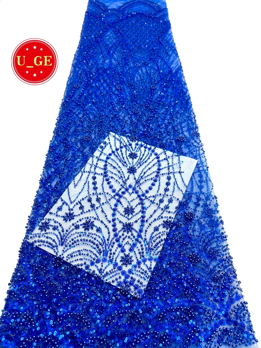 

2026Роскошная нежная мягкая кружевная ткань с бисером и камнями - элегантное высококачественное кружево-труба для свадебных и вечерних платьевU_GE8166