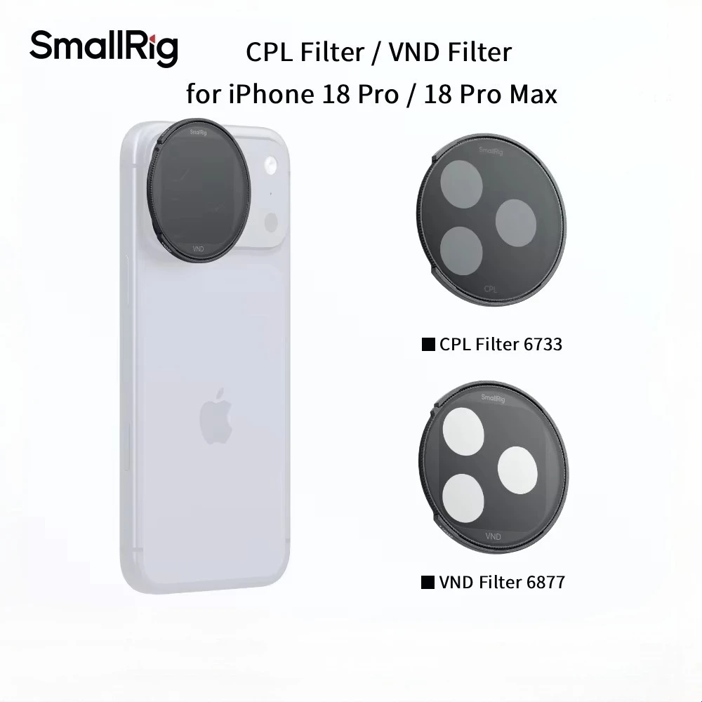 smallrig-6877-co-f1-クリップ式-vnd-cpl-フィルター（iphone-18-pro（max）用）。片手で調整可能。