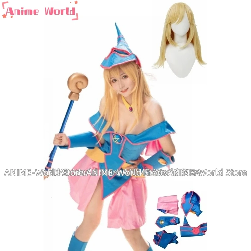 Anime Women\'s Dark Magician Girl Cosplay Costume with Hat for Woman Halloween Wig Cosplay Costume Outfityxw