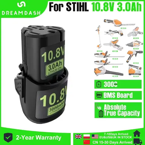 Per utensili elettrici STIHL 10.8V 3.0Ah GTA 26/40/SEA 20/HSA 26/30/40/FSA30/KOA30/ASA20/BGA30/RCA20/AS2 Batteria agli ioni di litio per utensili elettrici