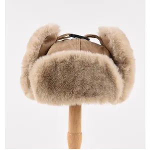 Homens e mulheres russo Ushanka chapéu de pele, chapéu bombardeiro, boné Earflap, preto, cinza, grosso, quente, masculino, fêmea, inverno, esqui, moda 10 principais vendas touca cinza masculina - №4