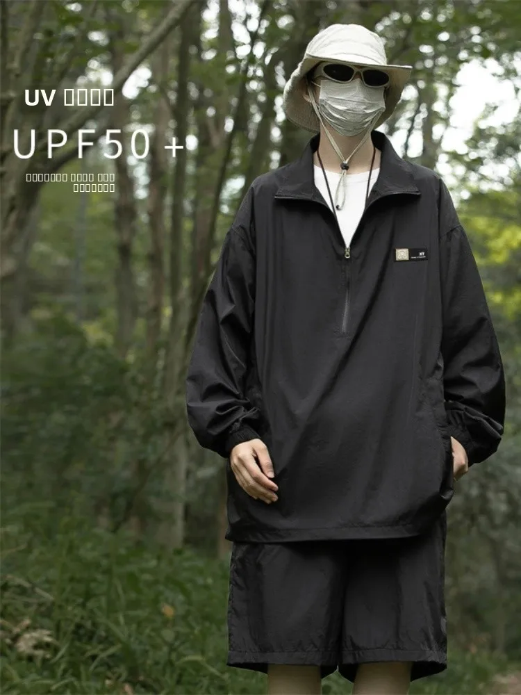 

Мужская летняя тонкая дышащая куртка с молнией и защитой от УФ-излучения, серия для активного отдыха в горах, модная легкая верхняя одежда с защитой от УФ.