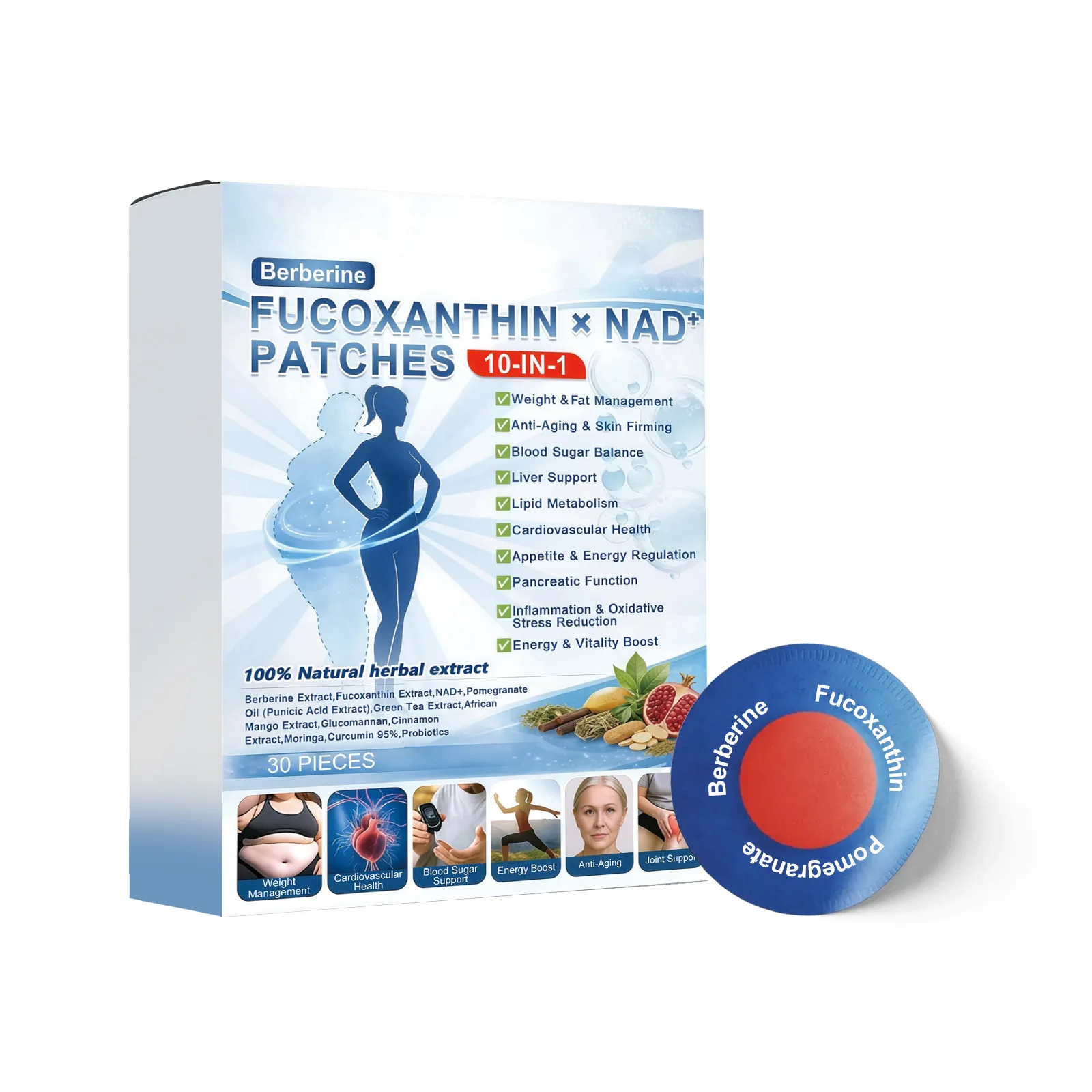 NAD+Healthy Body Firming Patch Moringa Berberine Weight Management Daily External Care Patches Body Care Lightweight Comfortable