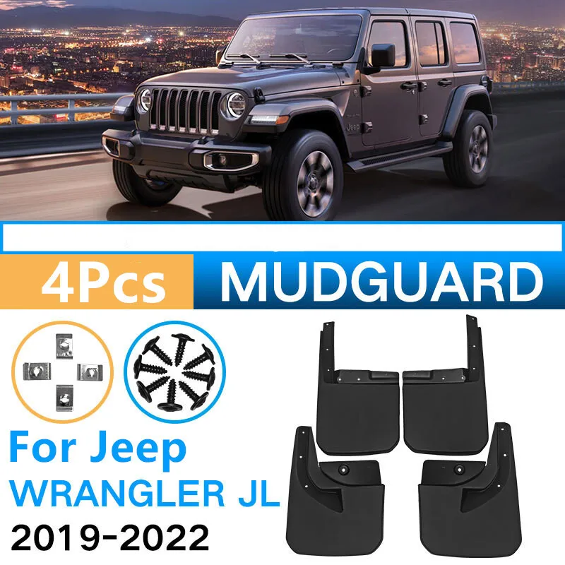 

4X Front Rear Splash Fender Guards Mud Flaps for 2019-2022 Jeep Wrangler Jl Jlu