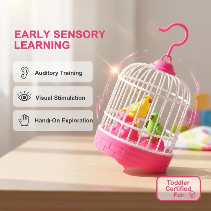 Children's Bird Cage Toys Electric Talking Birds Move Sing Luminous Puzzle Musical Performance Accompany Plastic Toy