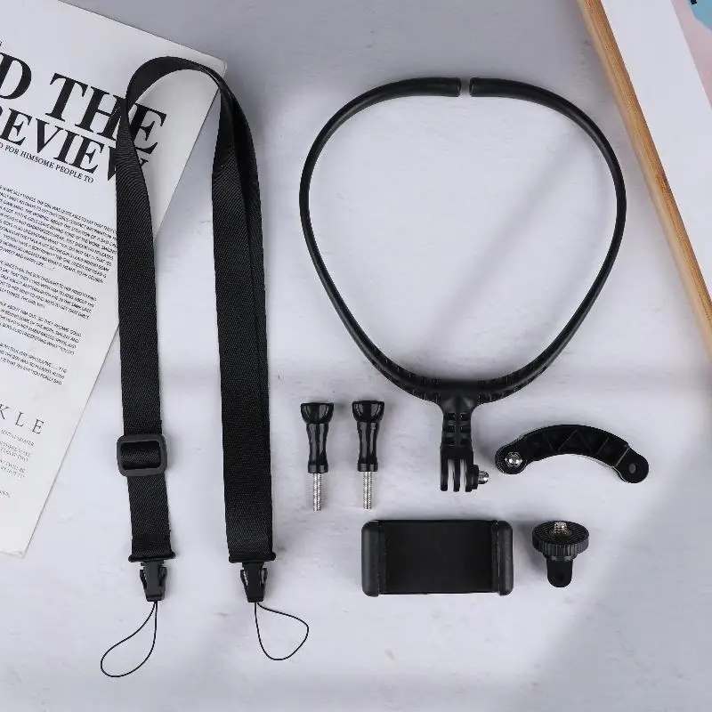 1 conjunto de câmera de ação de telefone 2 em 1, suporte de pescoço para ação, câmera de ação universal, acessórios de telefone
