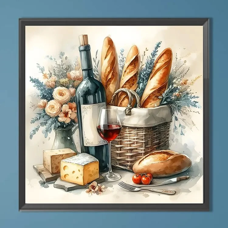 

Red Wine Bread Jigsaw Puzzle 500/1024 PCS Holiday Stress Relieving Fun Games Home Decor Holiday Gifts
