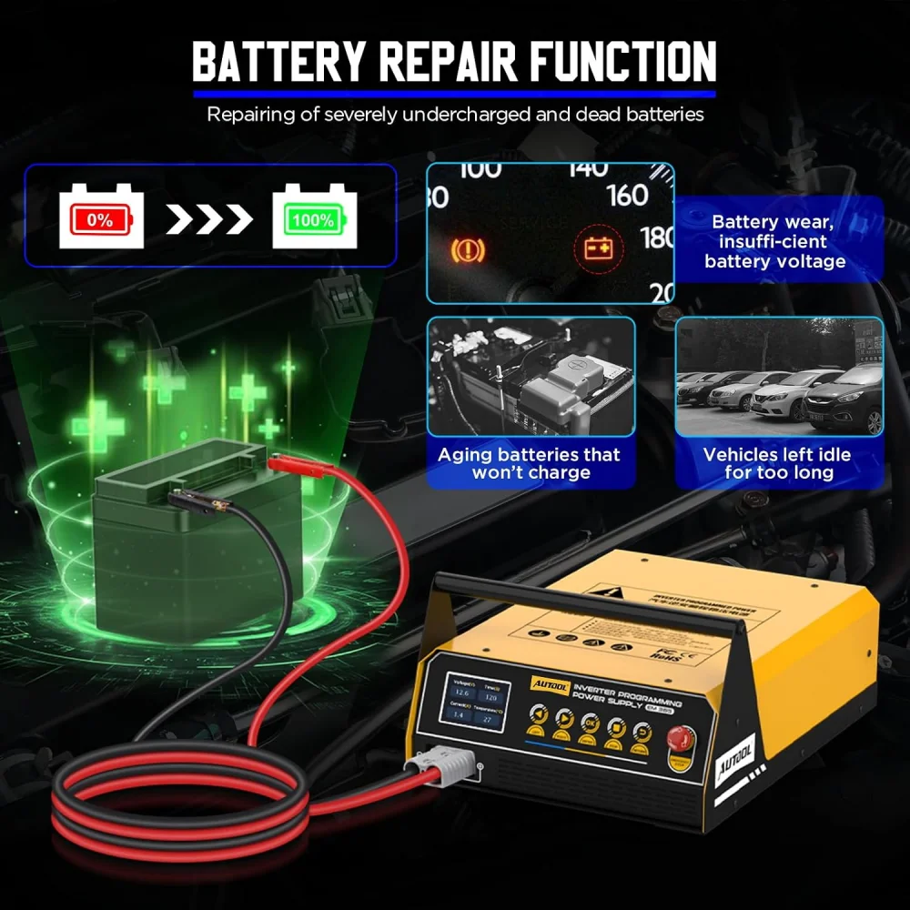 AUTOOL Vehicle Programming Power Supply EM365 12V Auto Batter 150A Voltage Battery Repair Jump Starter Regulator Tool  110V