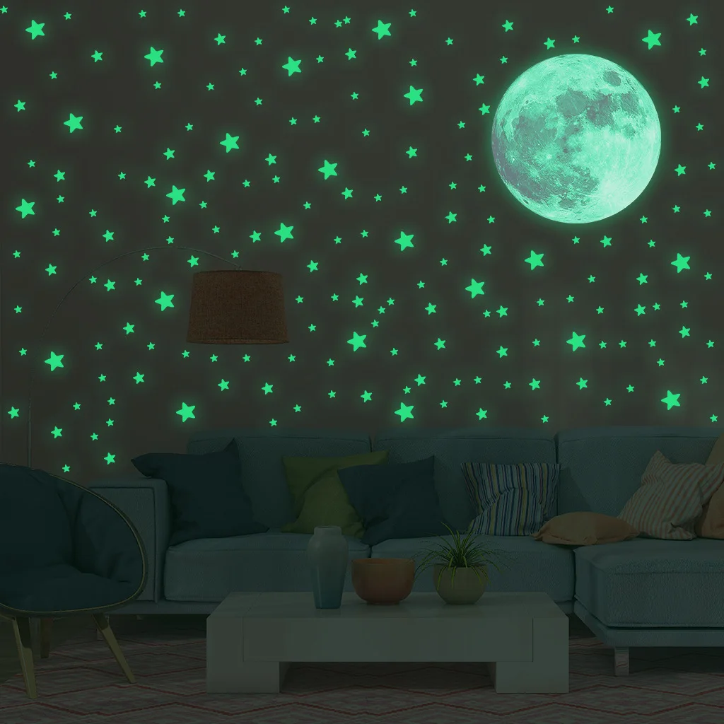 Luminous Moon Stars Wall Stickers for Kids room Bedroom Decor Glow in the dark Earth Wall Decals Noctilucent Stickers Home Decor