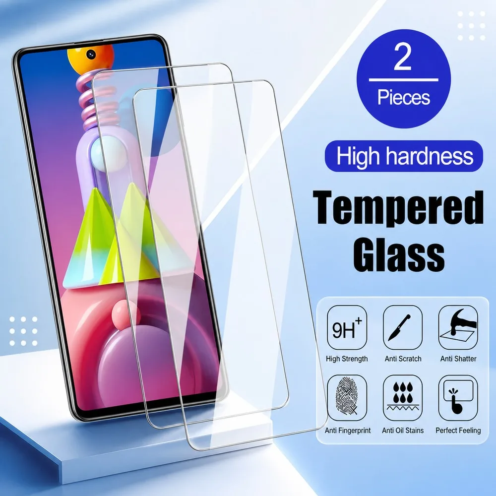 2PCS Screen Protector For Samsung Galaxy A06 A07 A15 A16 A17 A23 Tempered Glass For Samsung Galaxy A24 4G A25 A26 A27 A31 A32 4G