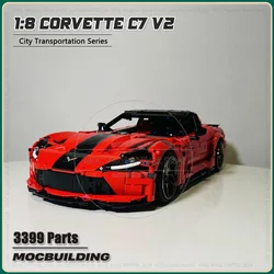 1:8 City Motor Car Moc Building Blocks Corvette C7 V2 Truck Transportation Model Technology Bricks Collection Toys Xmas Gifts