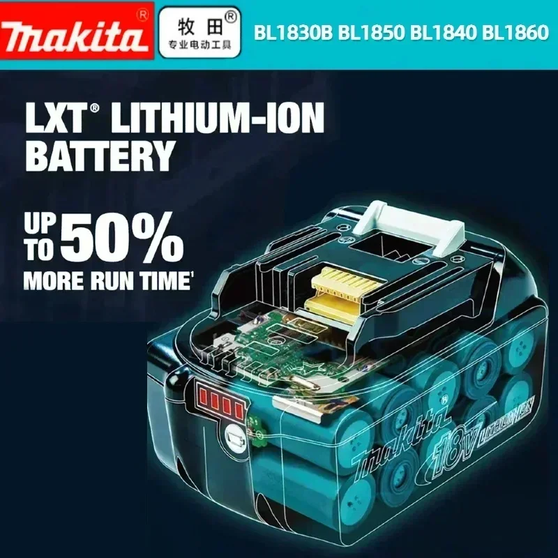 100% Genuine Makita Rechargeable Power Tool Battery, Replaceable LED Lithium-ion, 6.0 Ah 18V LXT BL1860B BL1860BL1850 BL1830