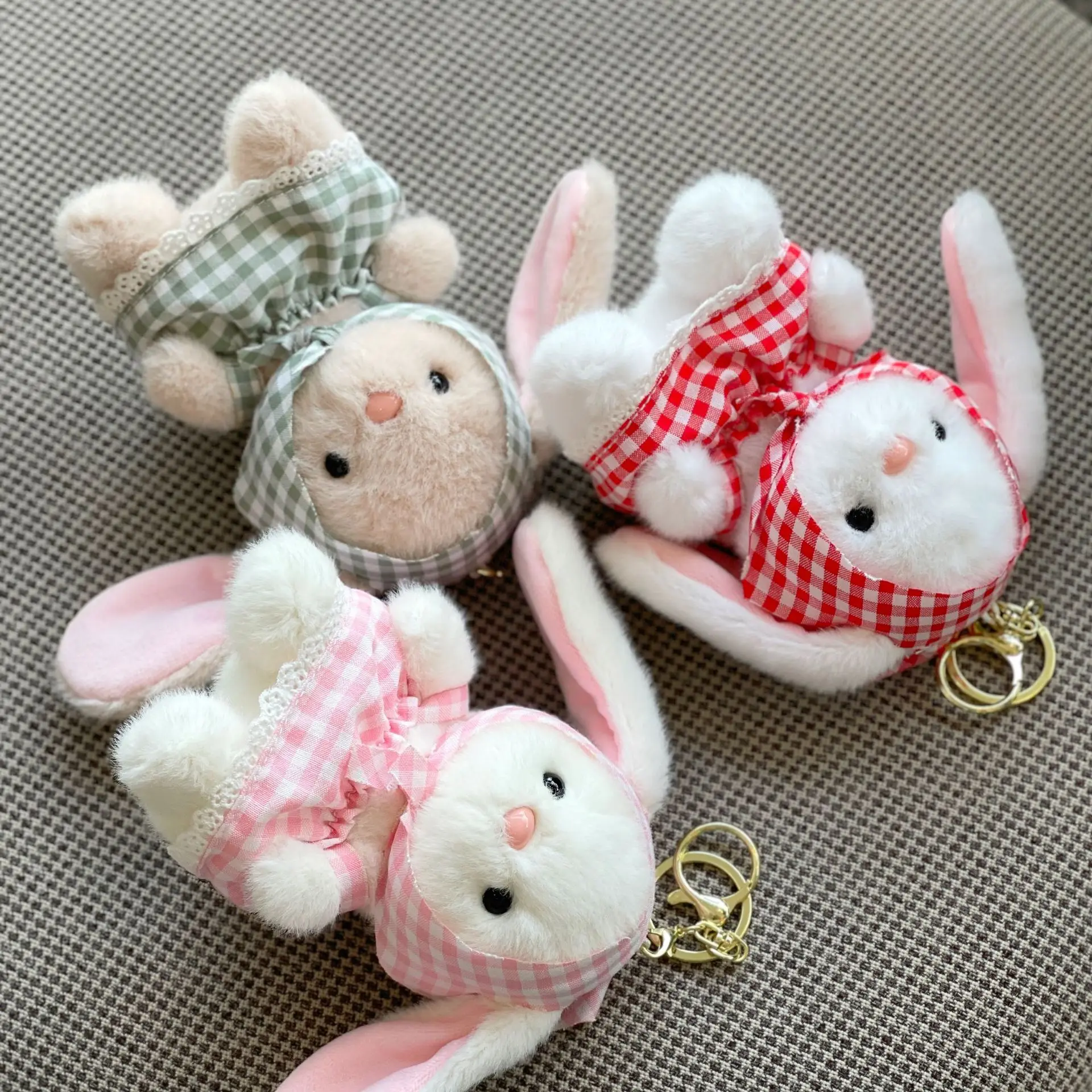 Niedlicher kleiner Kaninchen-Anhänger im pastoralen Stil, Plüschtier, Paare, Rucksack-Charm-Schlüsselanhänger