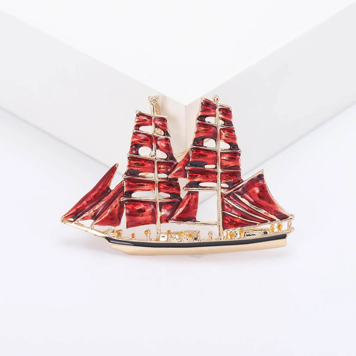 Enamel Sailboat Brooches for Women Unisex Boat Pins Multi-color Available Office Party Accessories Gifts