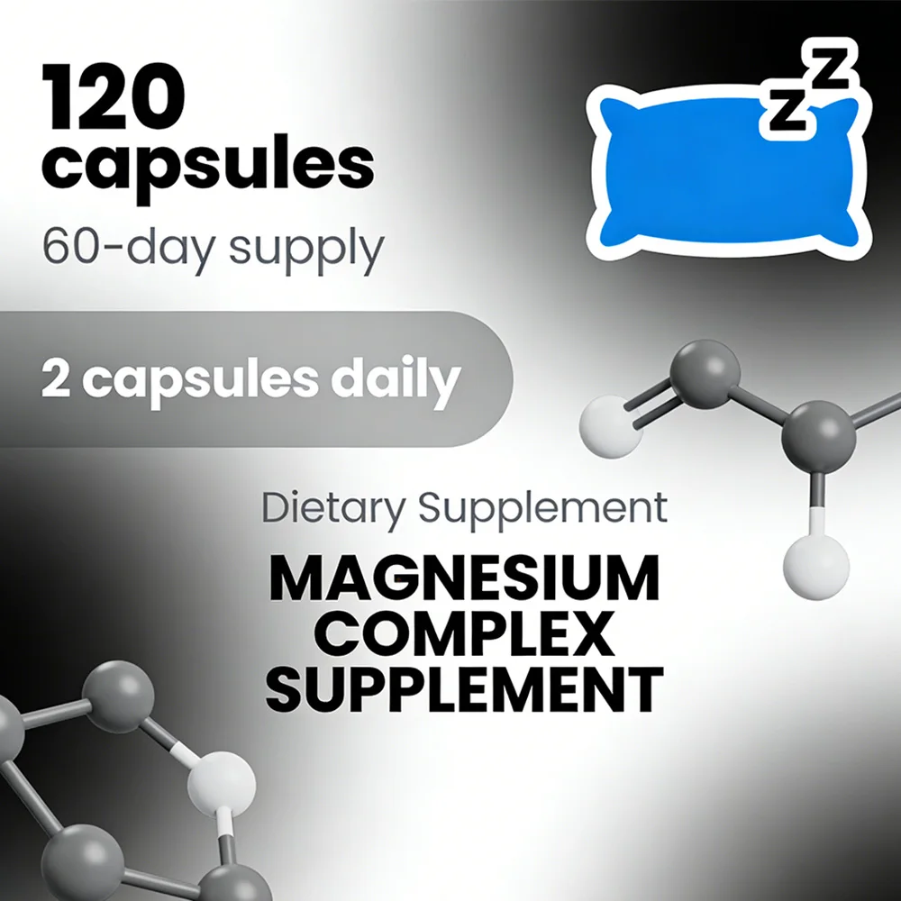 7-in-1 Magnesium Complex Supports, Bone, Muscle, Heart & Digestive Health, Natural Relaxation, Stress Relief & Healthy Sleep