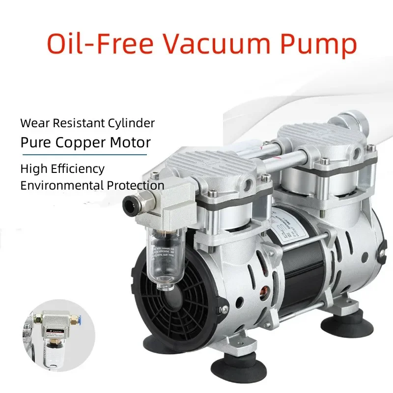 Image of 220 V ölfreie Vakuumpumpe, tragbare Doppelkolben, ölfreie Labor-Elektro-Vakuumpumpe, geräuscharme industrielle Vakuumpumpe ﻿