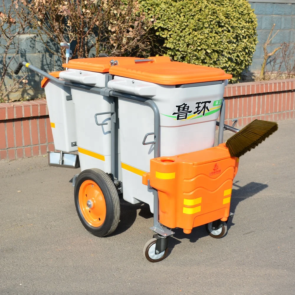 LHD2 Double Bucket Outdoors Cleaning Carts Street Cleaning Equipment Trolley Cart Sanitation Janitorial