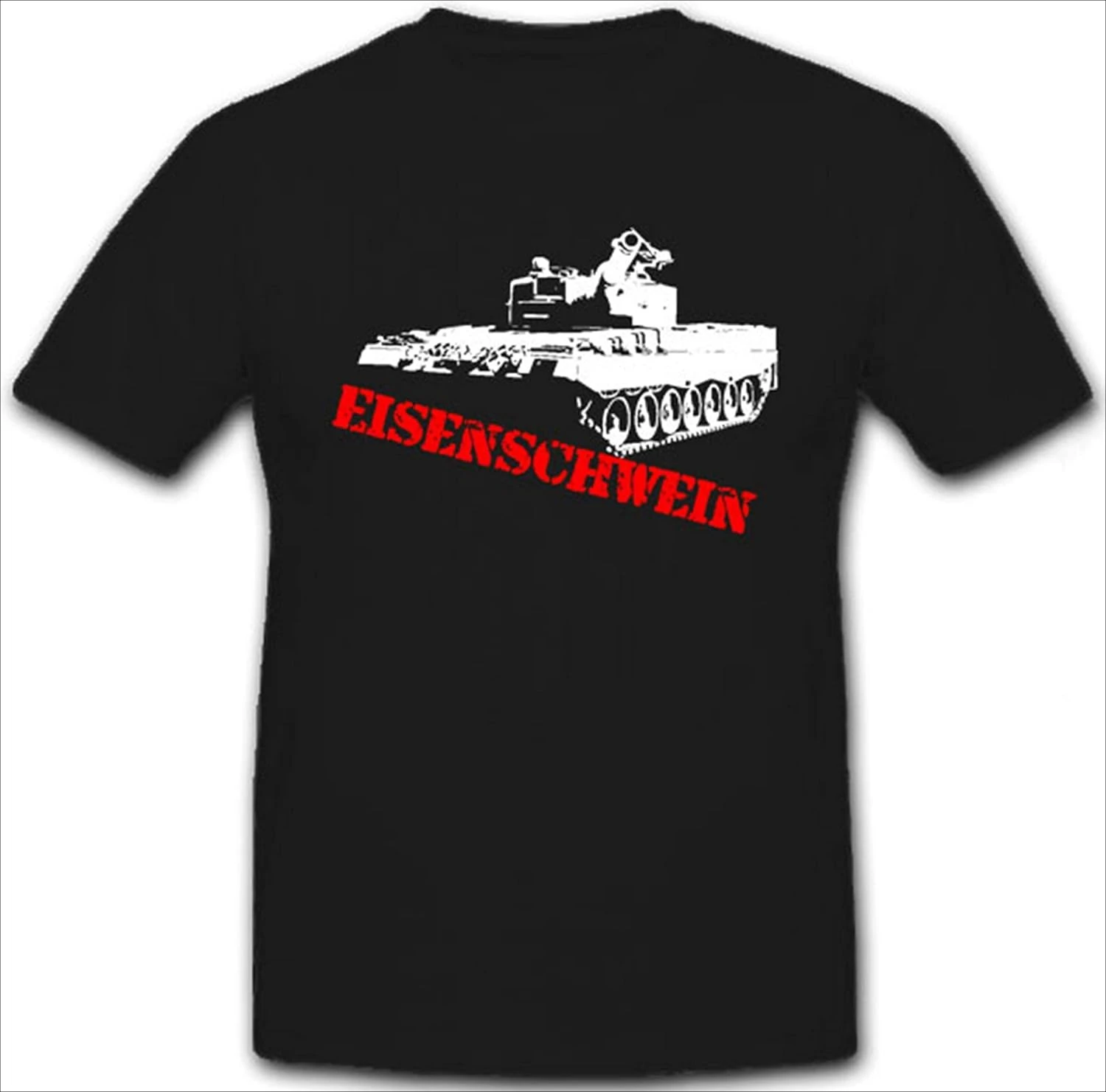 

Printed with iron pig armored combat tank German military Leopard 2 tank pattern, summer O-neck cotton short-sleeved T-shirt.